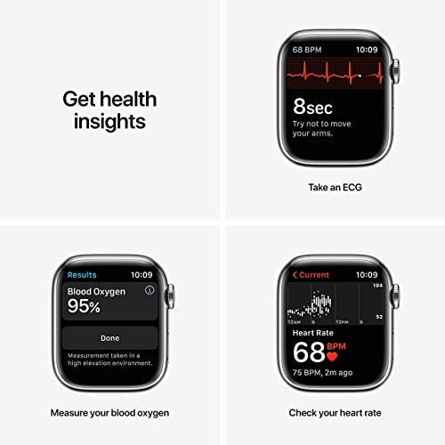 Apple Watch Series 7 (GPS + Cellular, 41MM) Silver Stainless Steel Case with Starlight Sport Band - MKHE3LL/A - Image 3