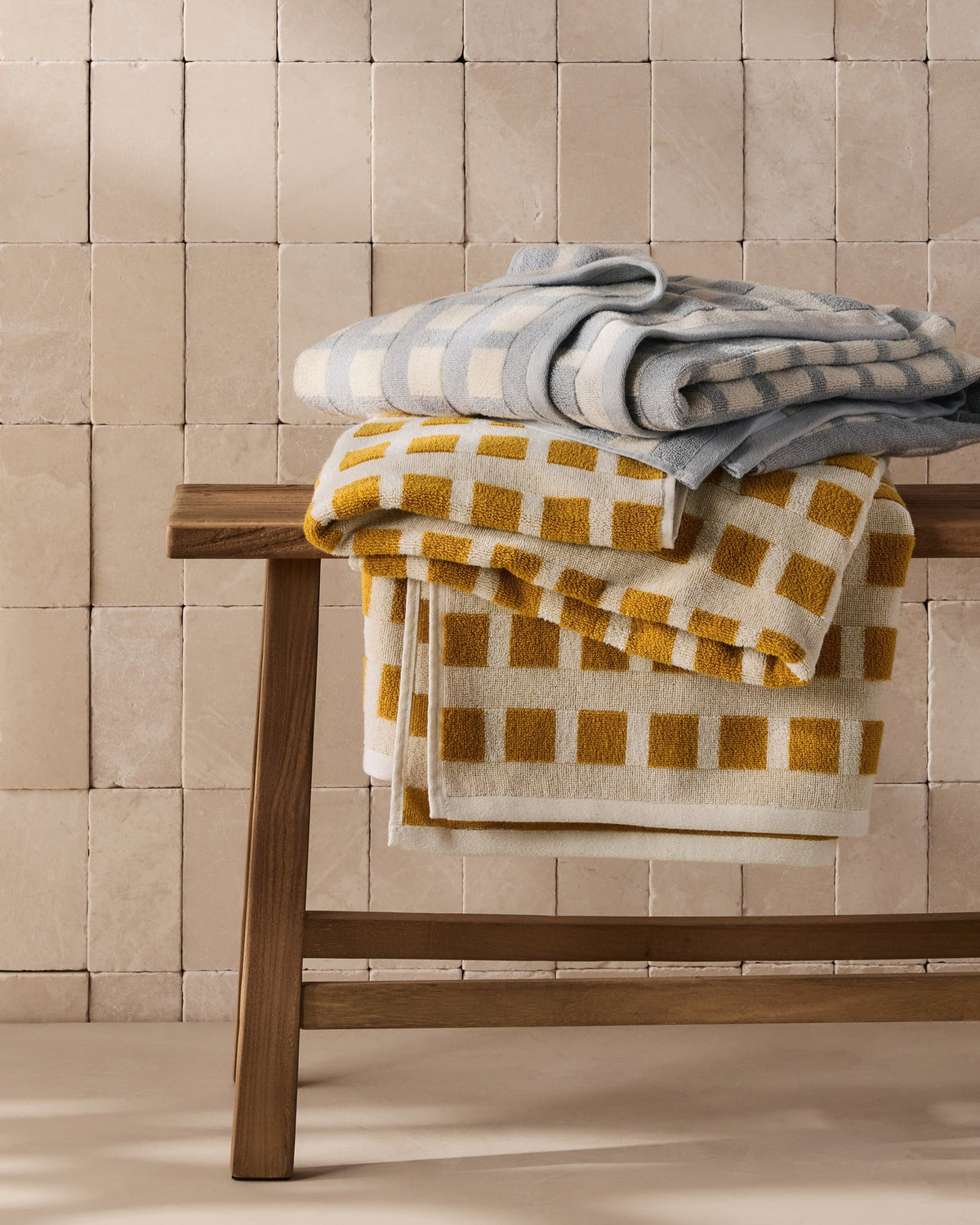 Capri Check Beach Towel - FINAL SALE (Marigold with Natural) - Image 6
