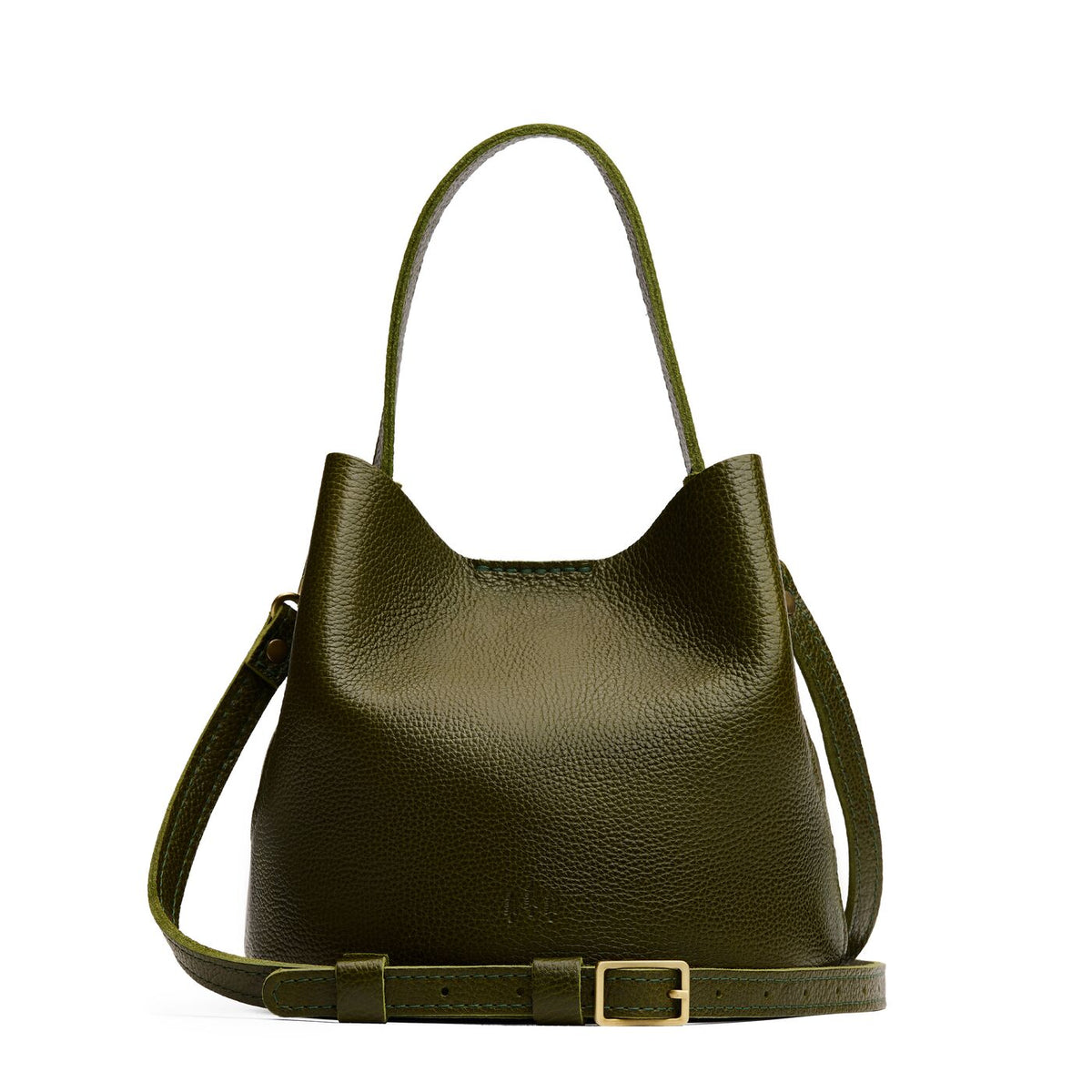 'Almost Perfect' Belle Bucket Bag - Pebbled Olive / Small