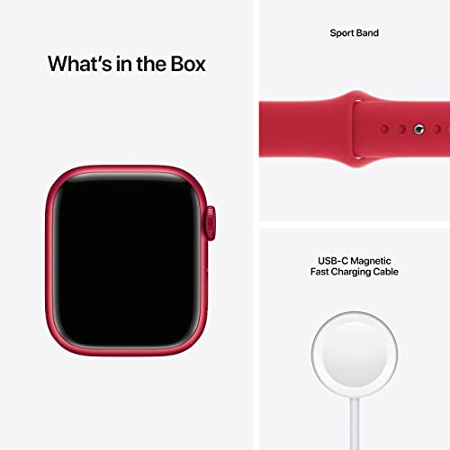 Apple Watch Series 7 (GPS, 41MM) - Red Aluminum Case with Red Sport Band - MKN23LL/A - Image 5