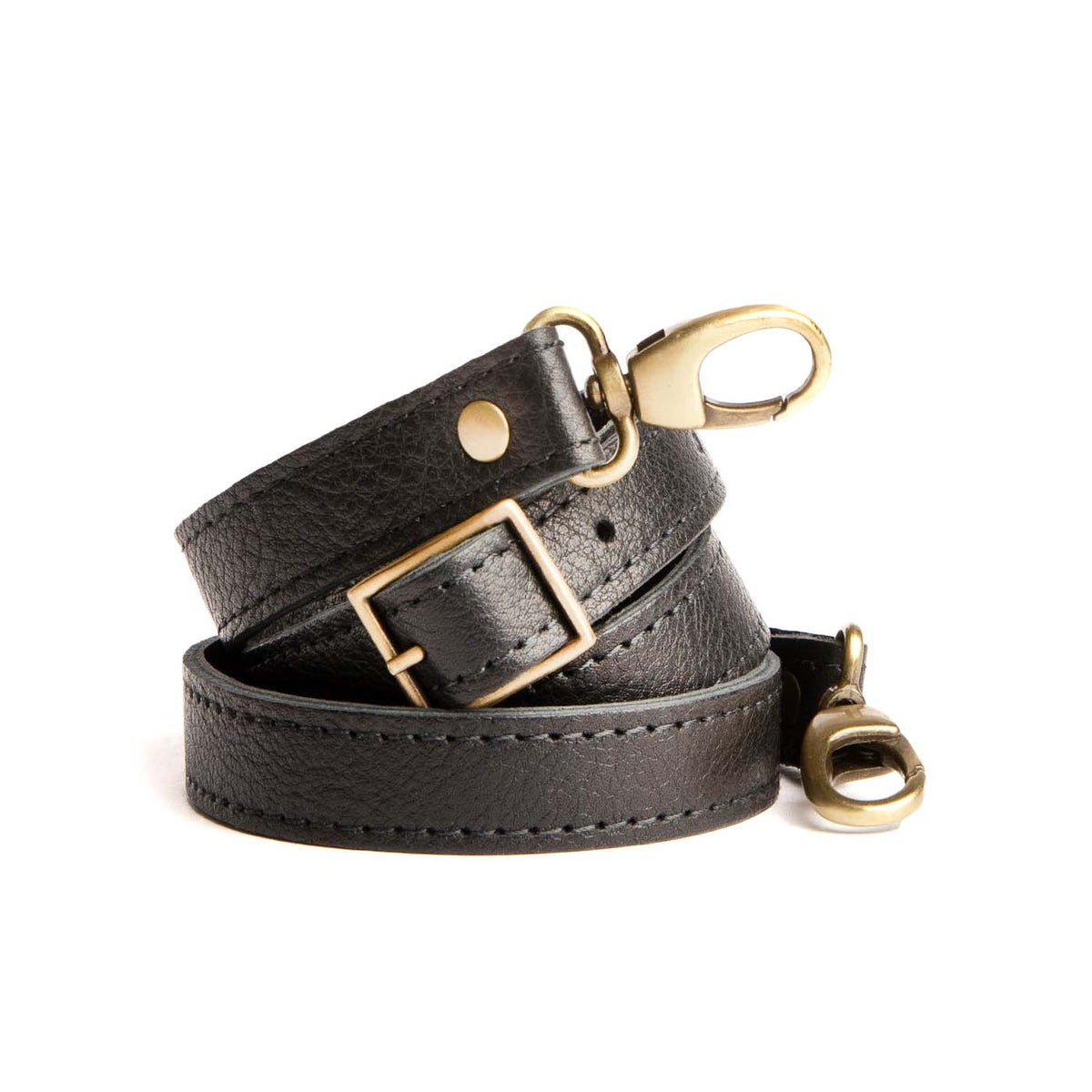 Leather Crossbody Strap - Pebbled--black