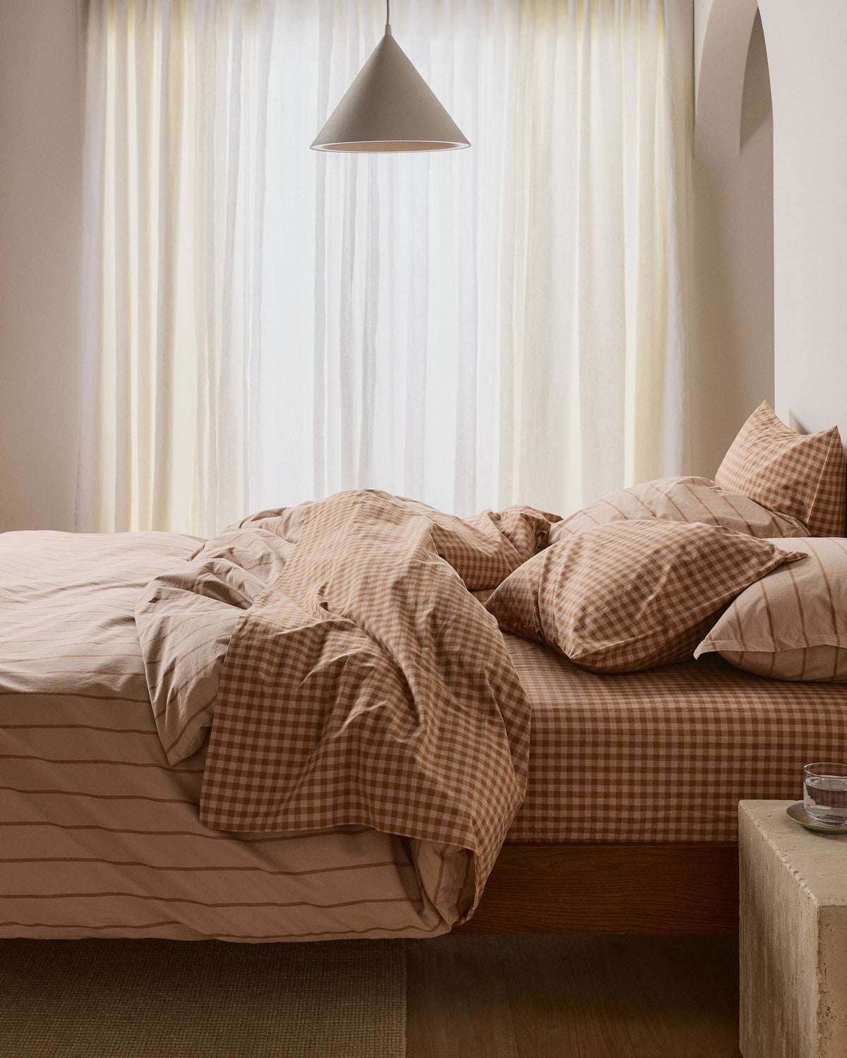 Brushed Cotton Fitted Sheet (Adobe Check) - Image 2