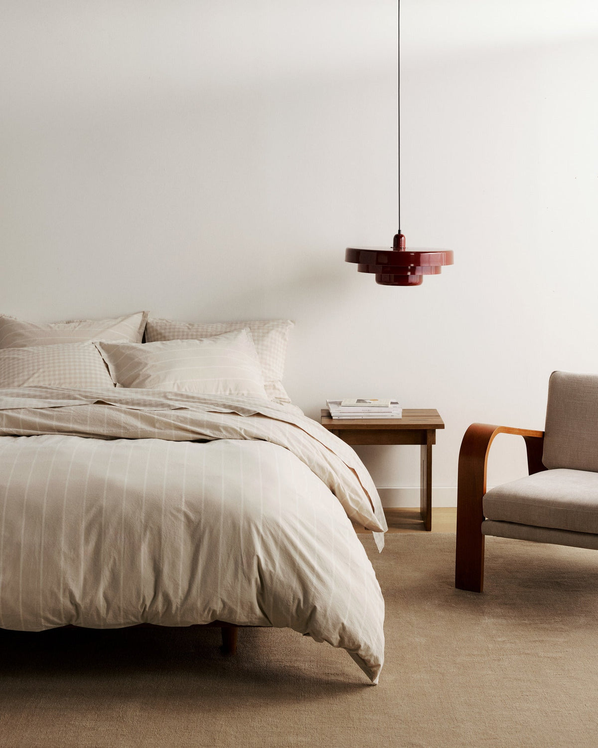 Brushed Cotton Sheet Set - Bone Check K/CK - Image 4