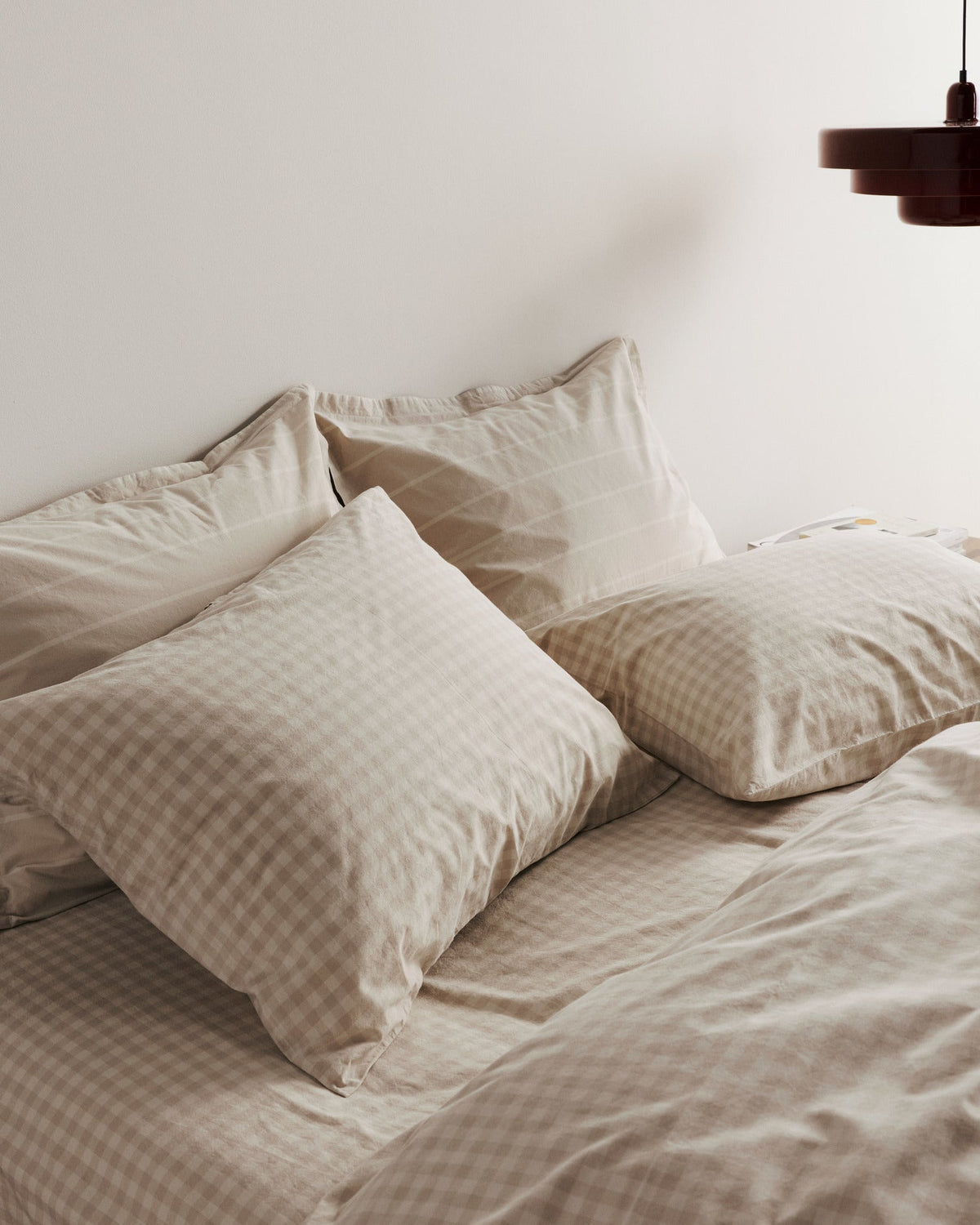 Brushed Cotton Sheet Set - Bone Check K/CK - Image 2