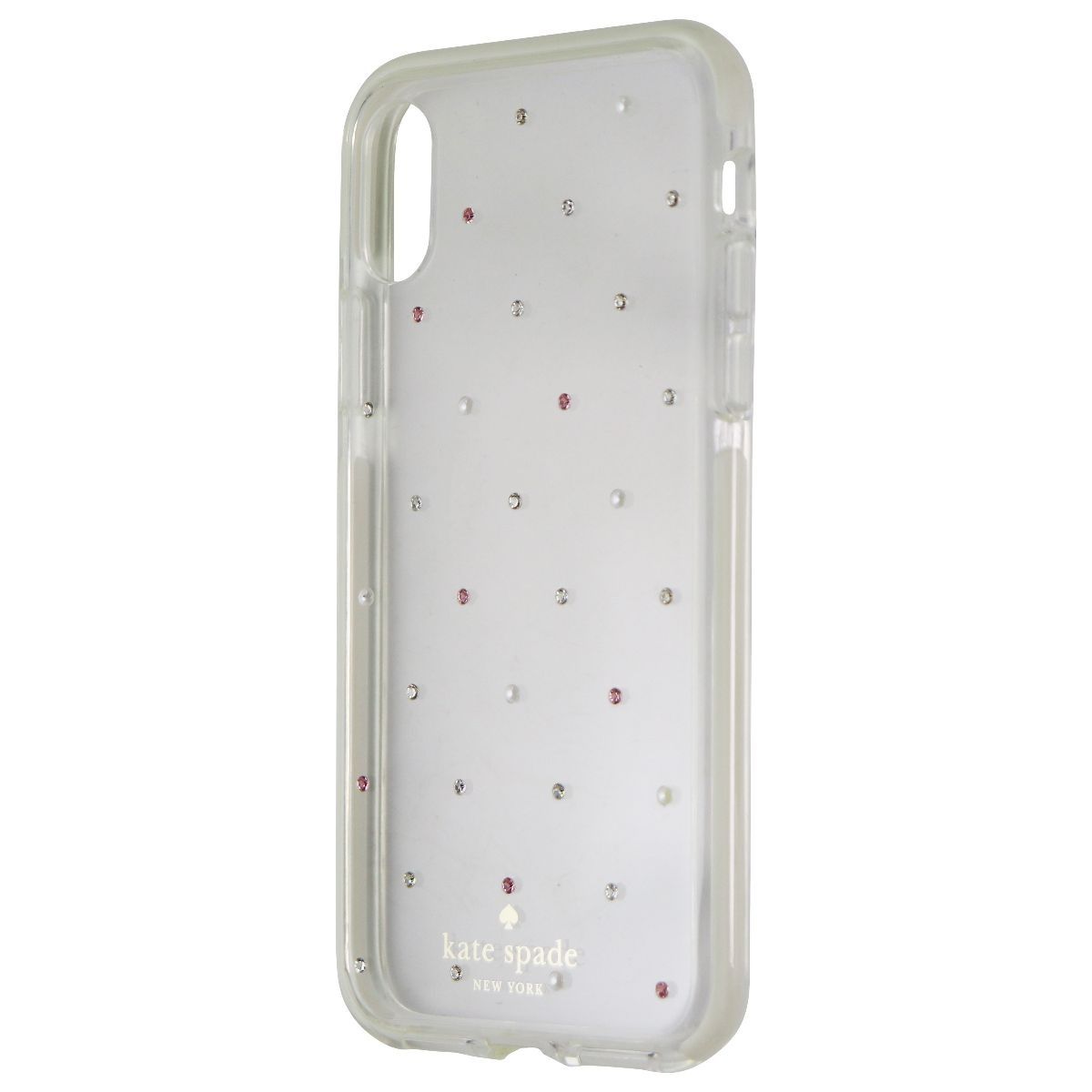 Kate Spade Defensive Hardshell Case for iPhone XS and X - Clear / Pin Dot Gems - New