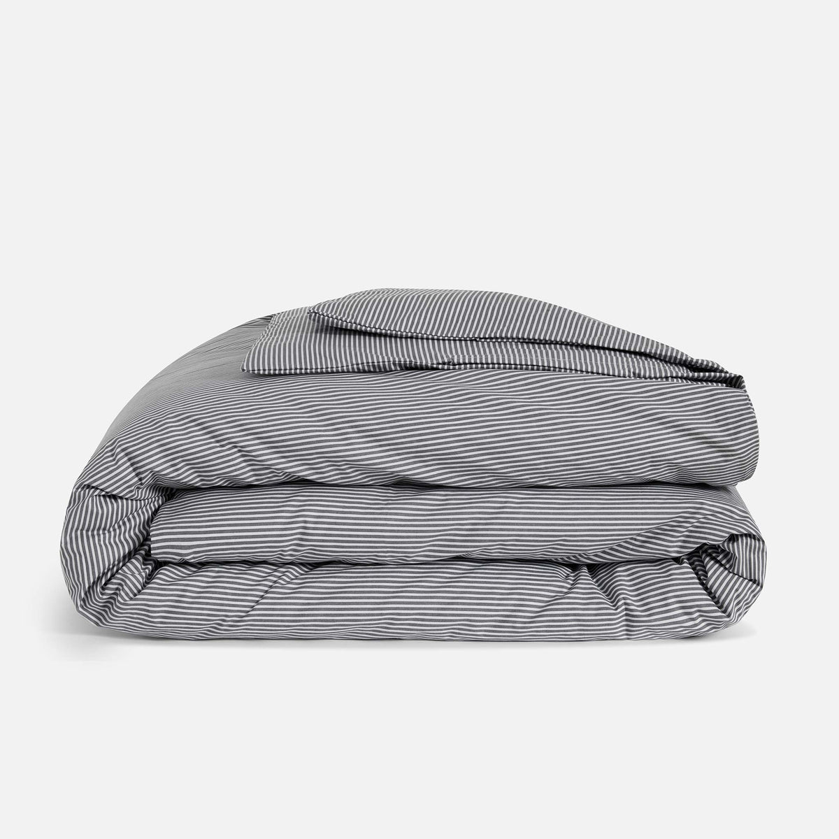 Test Classic Percale Duvet Cover - Graphite and Steel Oxford Stripe