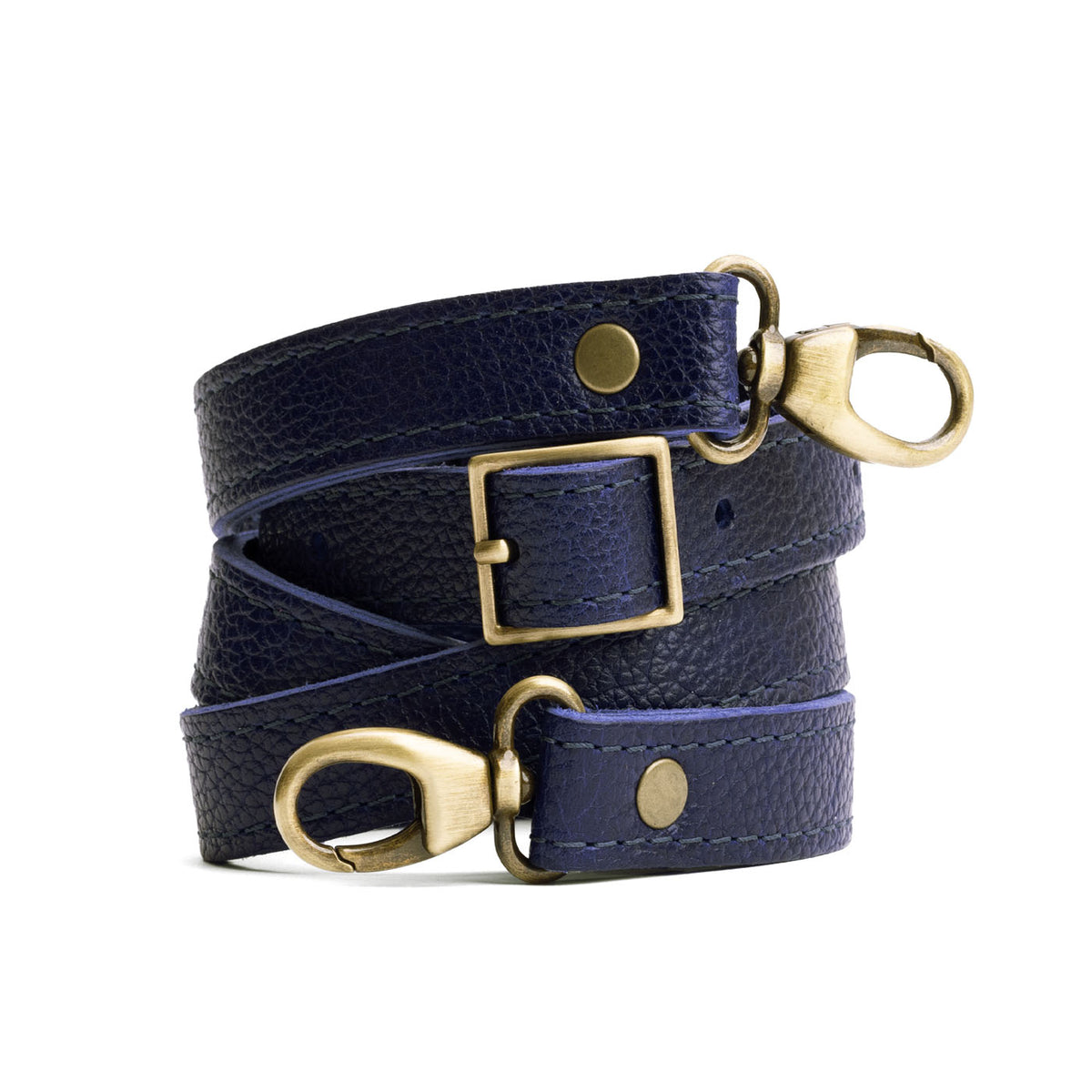 Leather Crossbody Strap - Cobalt