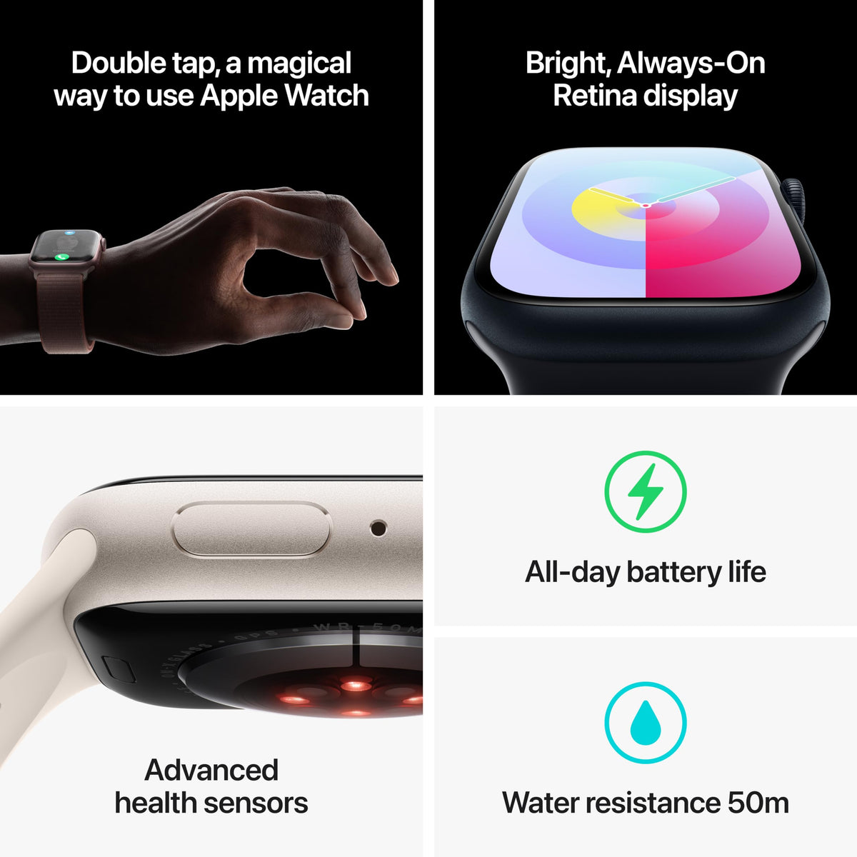 Apple Watch Series 9 (GPS) 41mm Midnight Aluminum Case with Midnight Sport Loop - Adj - Midnight