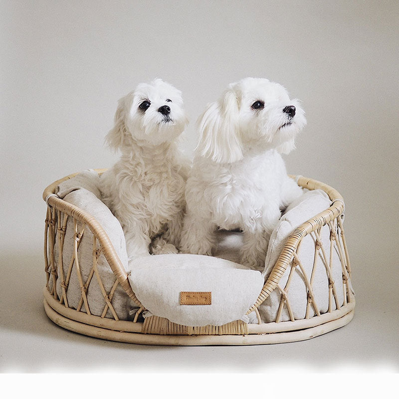 Handmade Rattan Woven Pet Bed Sofa - Circle