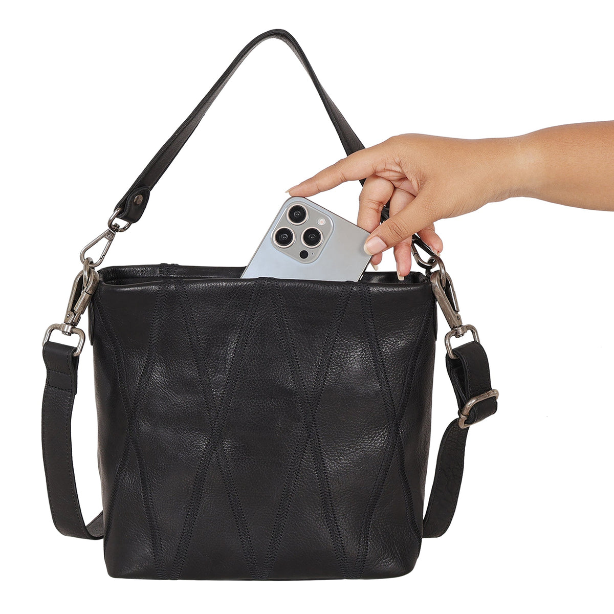 Ivy Diamond Leather Crossbody Bag - Image 14