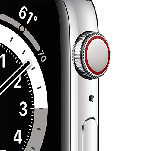 Apple Watch Series 6 (GPS+Cellular) 44mm Stainless Steel w/White Sports Band - M07L3LL/A - Image 2