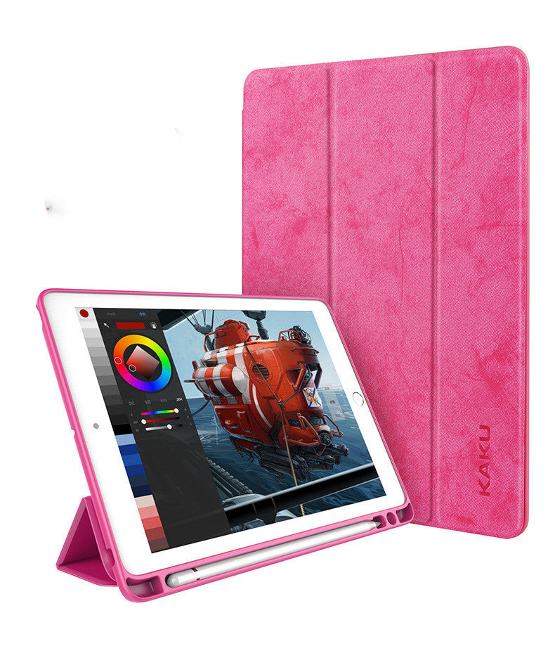 Premium Leather Tablet Case with Built-In Pen Slot - Rose Red
