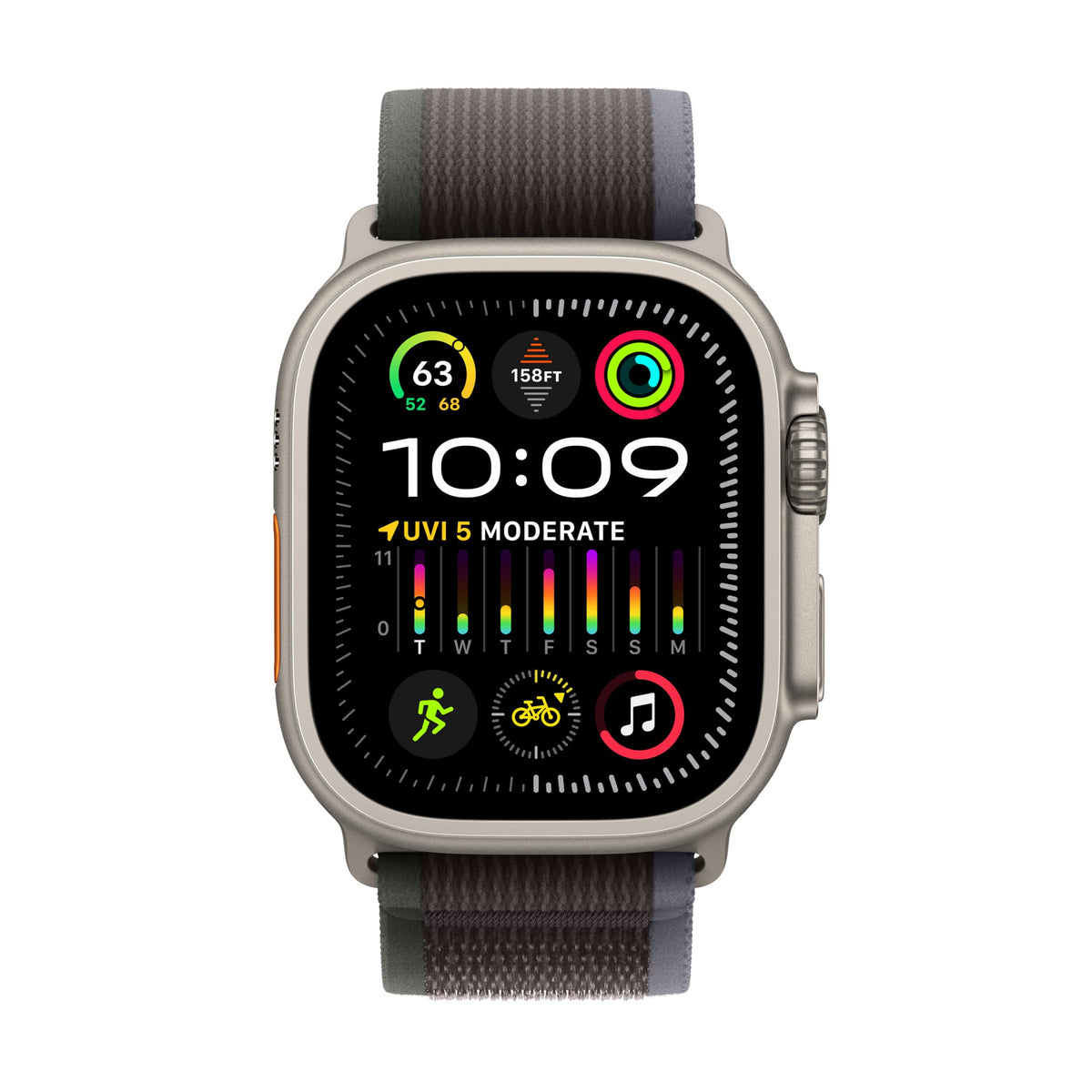 Apple Watch Ultra 2 (GPS + Cellular) 49mm Titanium Case with Blue/Black Trail Loop (Small/Medium) - MRF53LW/A - Image 2