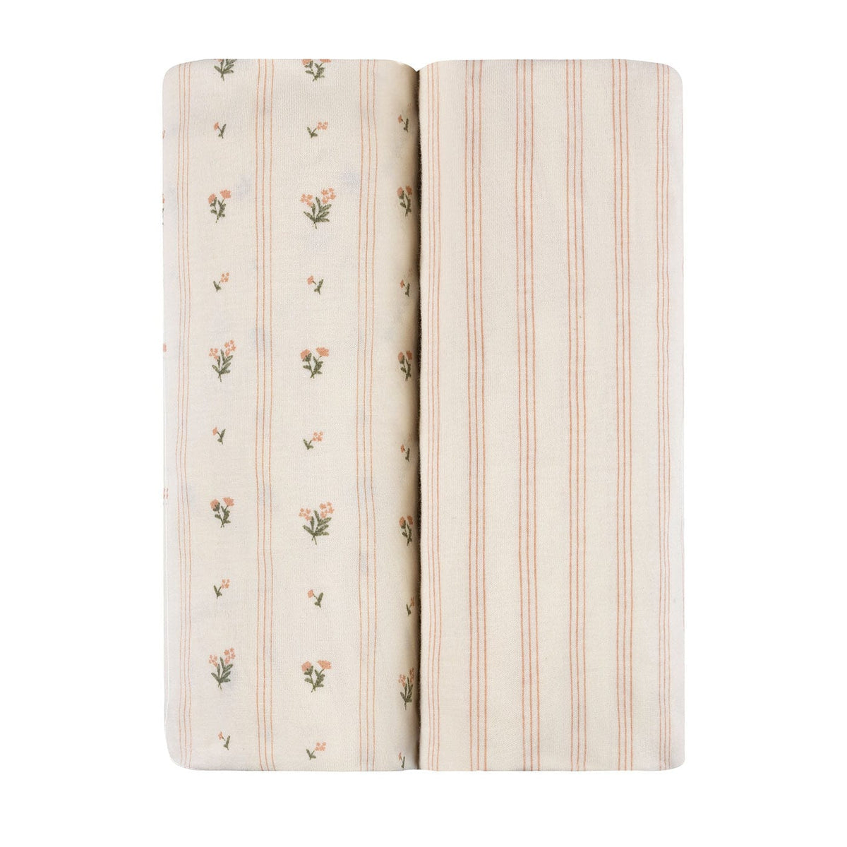 Ely's & Co. 2 Pack Crib Sheets - Linear Floral Collection - Pink