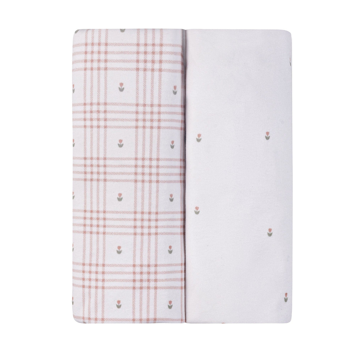 Ely's & Co. 2 Pack Waterproof Changing Pad Covers - Floral Plaid Collection - Pink