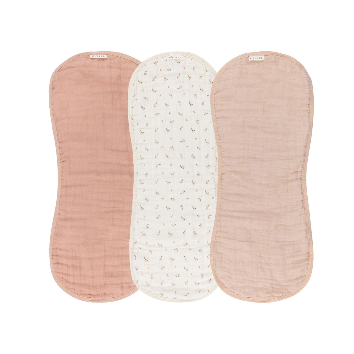 Ely's & Co. 3 Pack Muslin Burp Cloths - Floral Pink