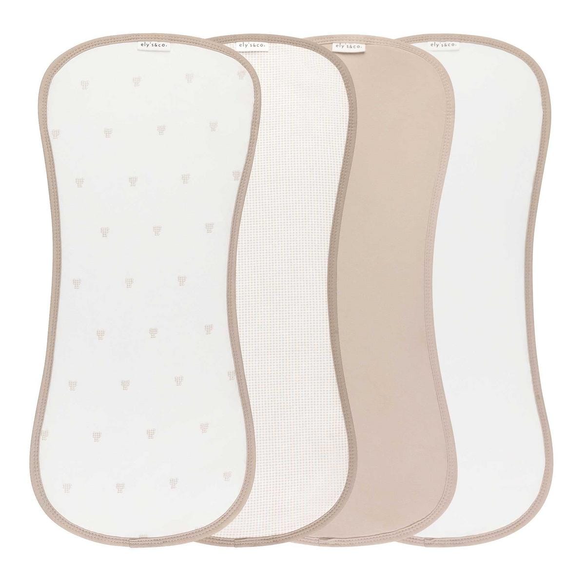 Ely's & Co. 4 Pack Absorbent Burp Cloths - Gingham Bear Collection - Tan - Image 2