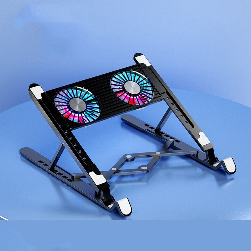 Folding Laptop Stand with Cooling Fan - Twin Fan Black