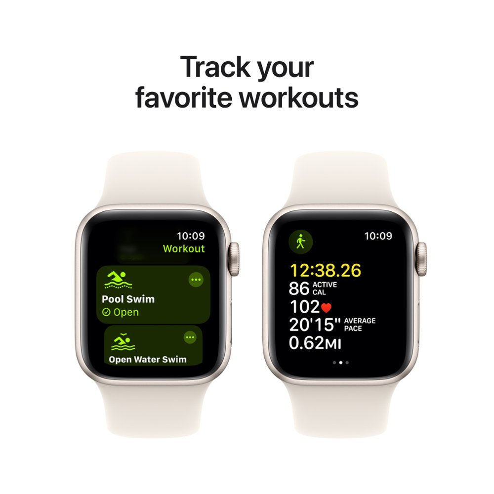 Apple Watch SE 2nd Generation (GPS) 40mm Aluminum Case with Starlight Sport Band - S/M - Starlight - Image 5