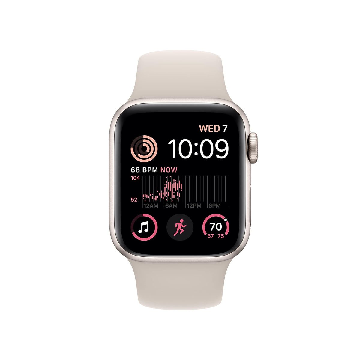 Apple Watch SE 2nd Gen (GPS) 40mm Starlight Aluminum Case w/ Starlight Sport Band - M/L - MR9V3LL/A - Image 2
