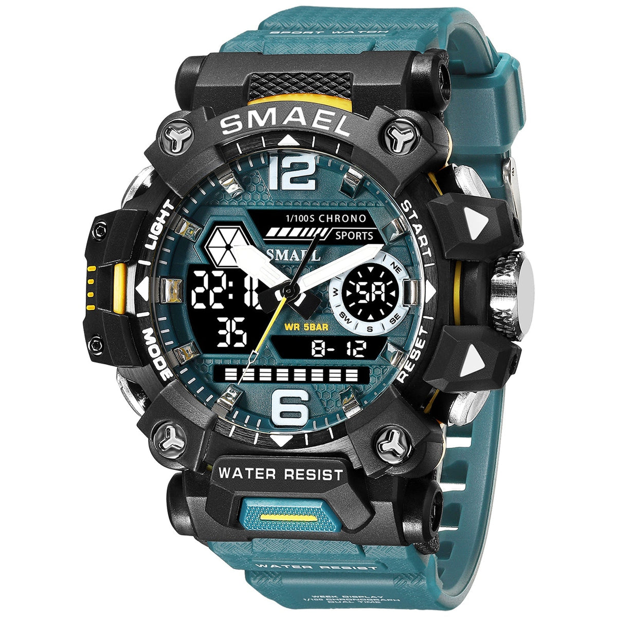 Luminous Waterproof Double Display Electronic Quartz Watch - 8072 Green