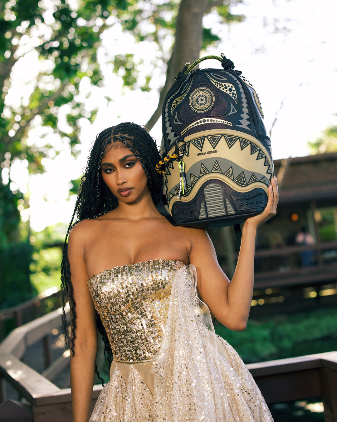 A.i. African Intelligence Sharks of the Gold Ocean Backpack - Sandflower Collab - Image 2