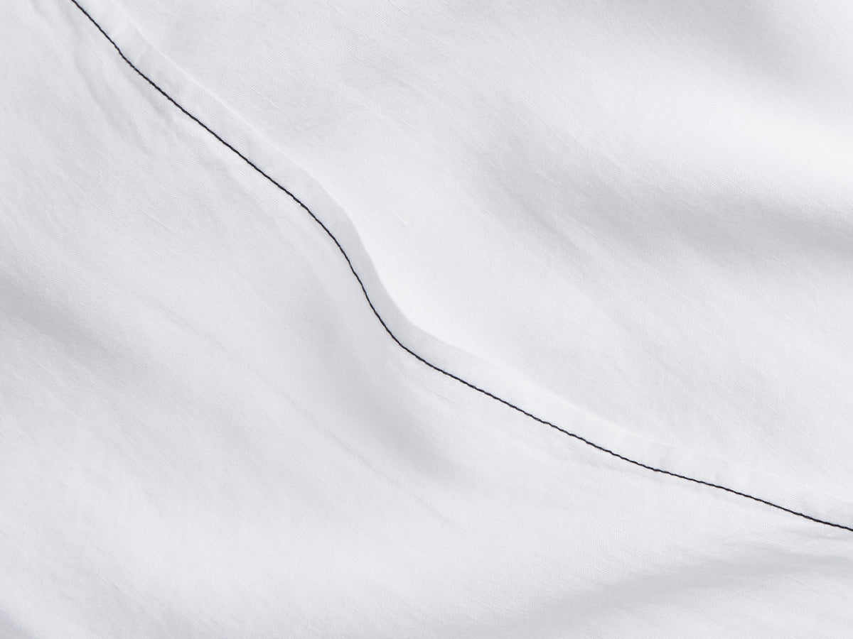 Linen Tencel Sham Set - FINAL SALE (White with Black) - Image 3