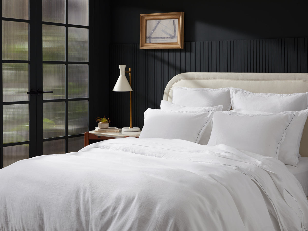 Linen Tencel Duvet Cover - FINAL SALE (White with Black) - Image 2