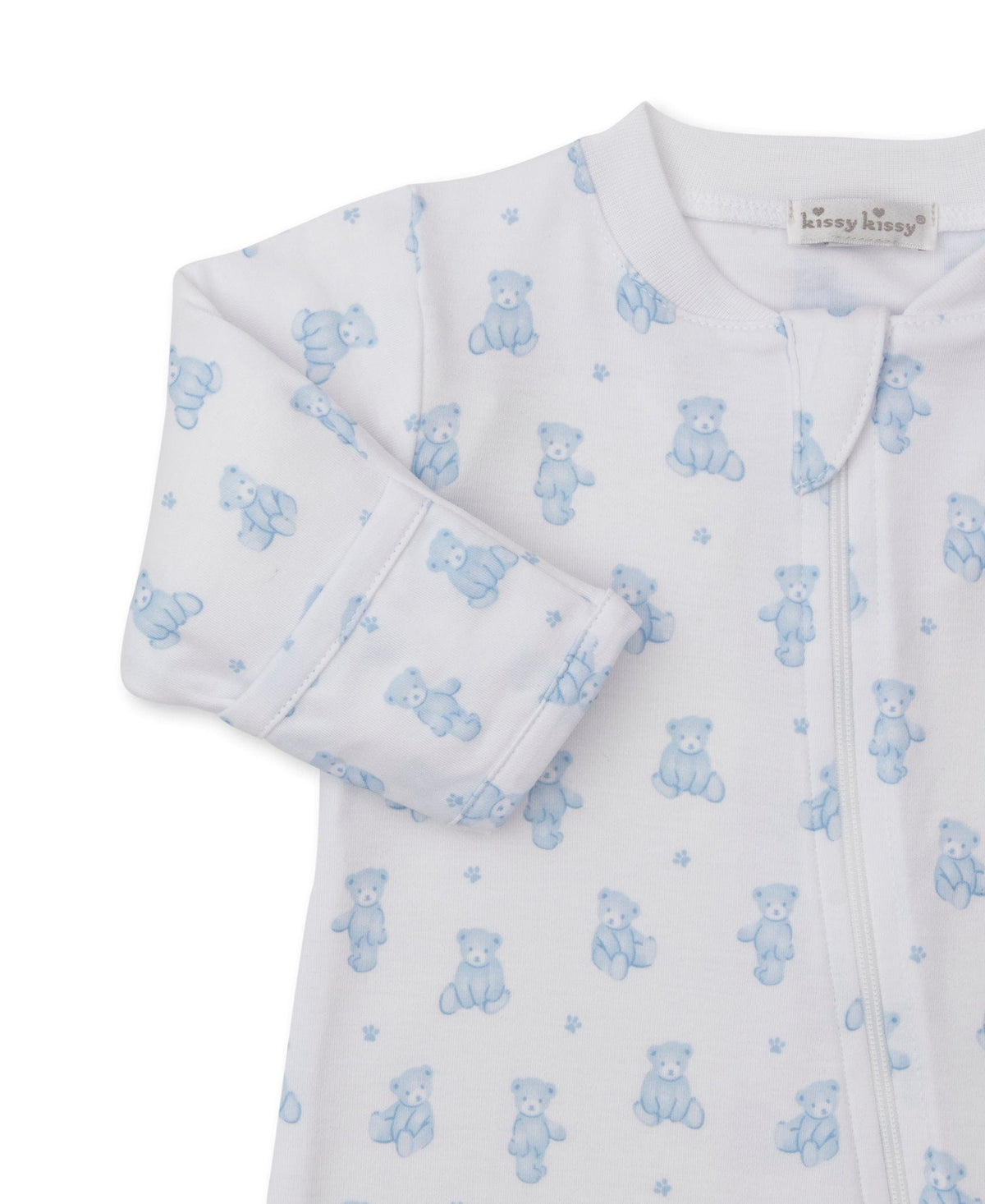 Kissy Kissy Footie w/ Zip - Teddy Bears, Light Blue, 0-3M - Image 2