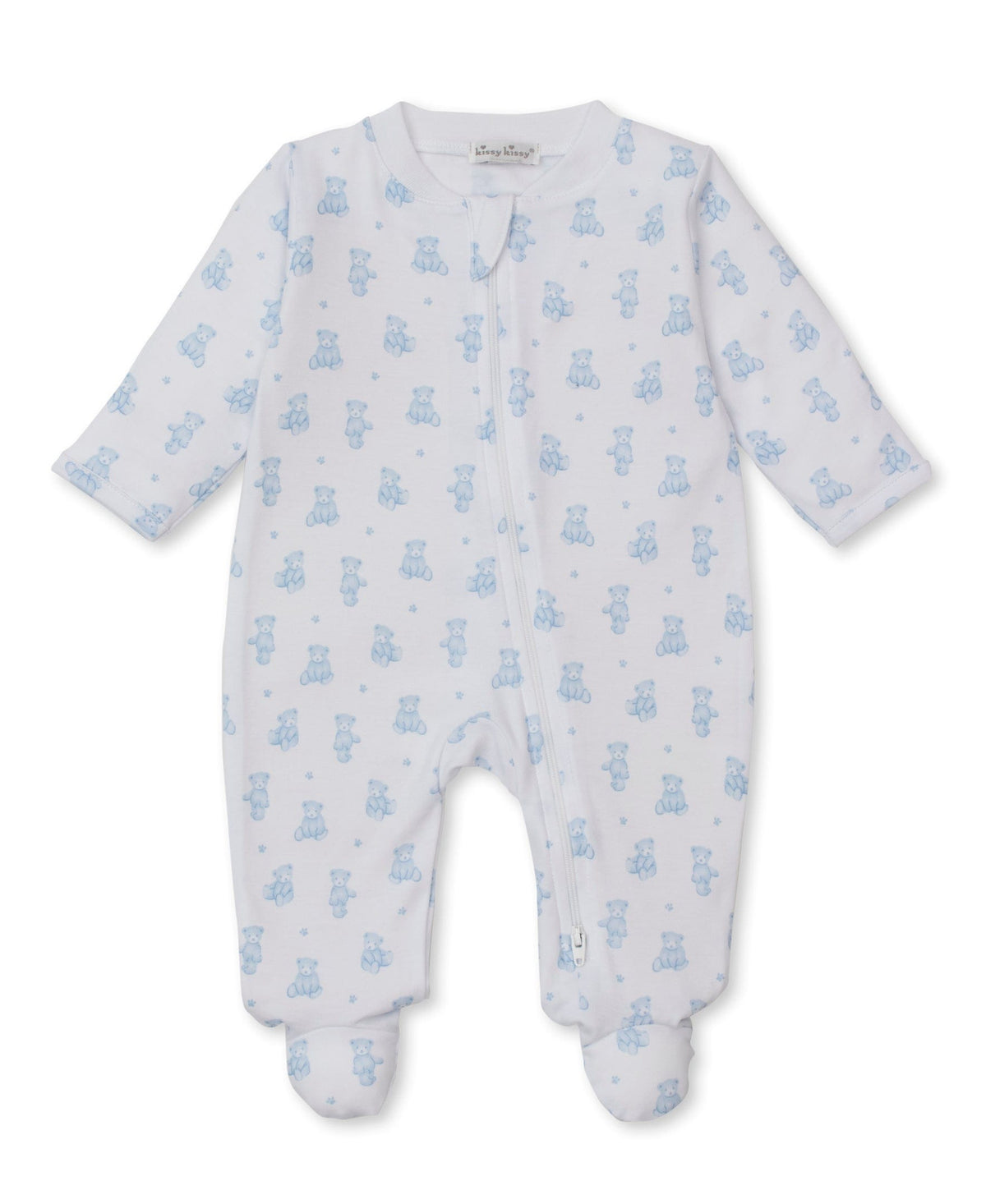 Kissy Kissy Footie w/ Zip - Teddy Bears, Light Blue, Newborn