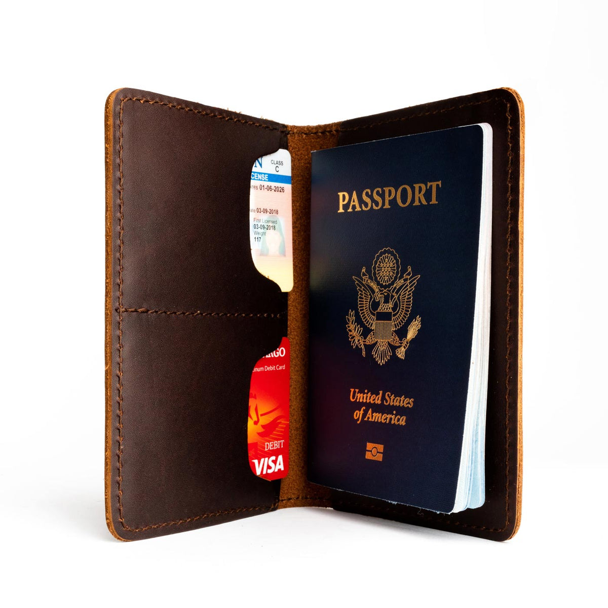Leather Modern Passport Holder - Grizzly