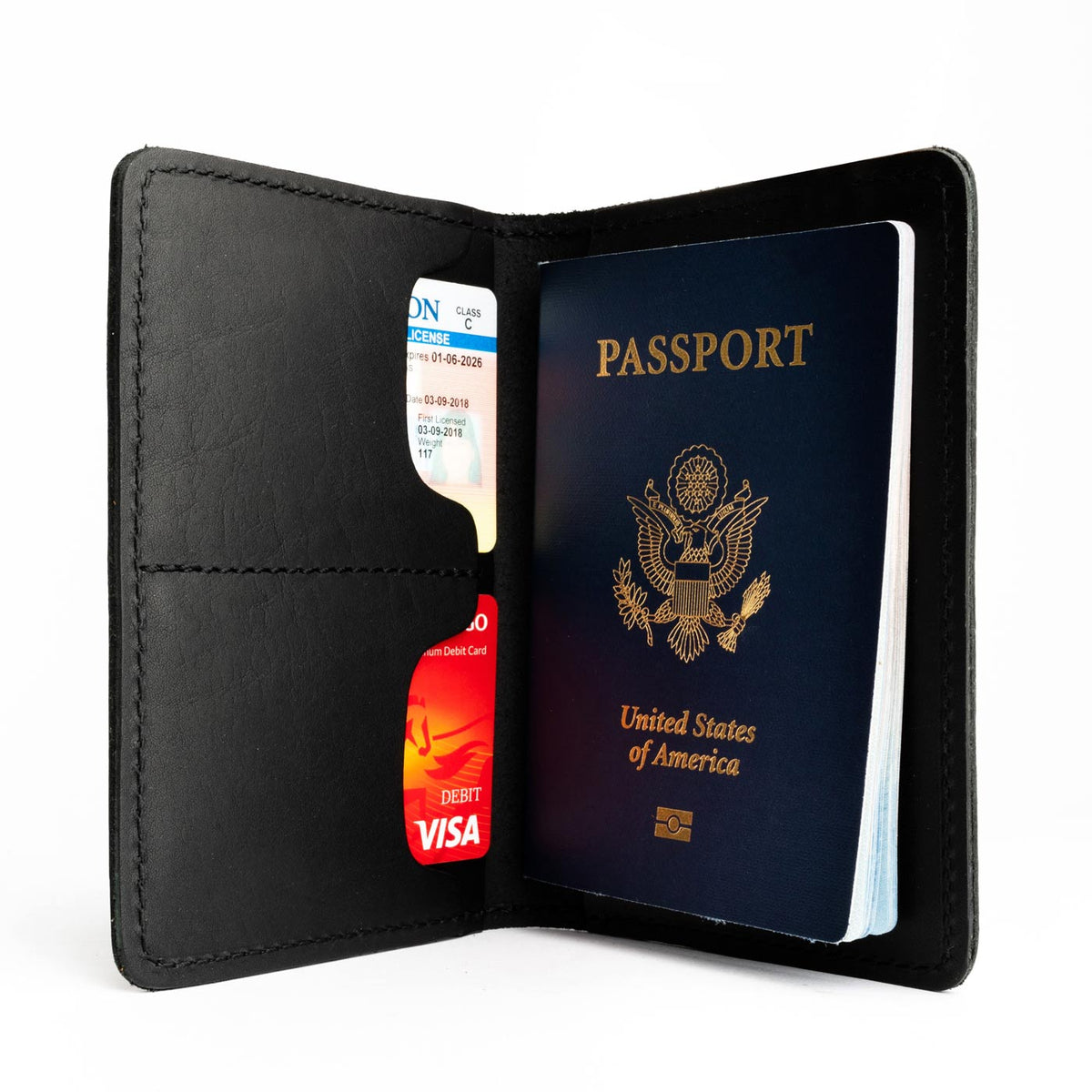 Leather Modern Passport Holder - Black