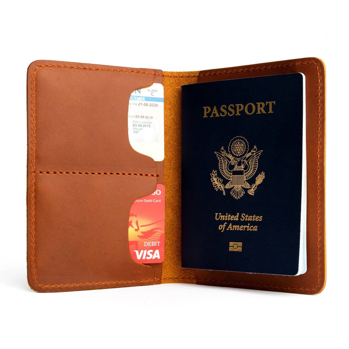 Leather Modern Passport Holder - Honey