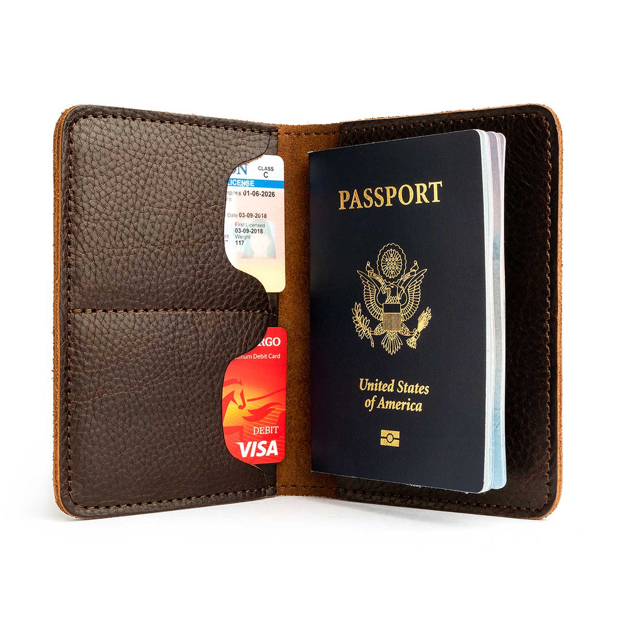 Leather Modern Passport Holder - Coldbrew