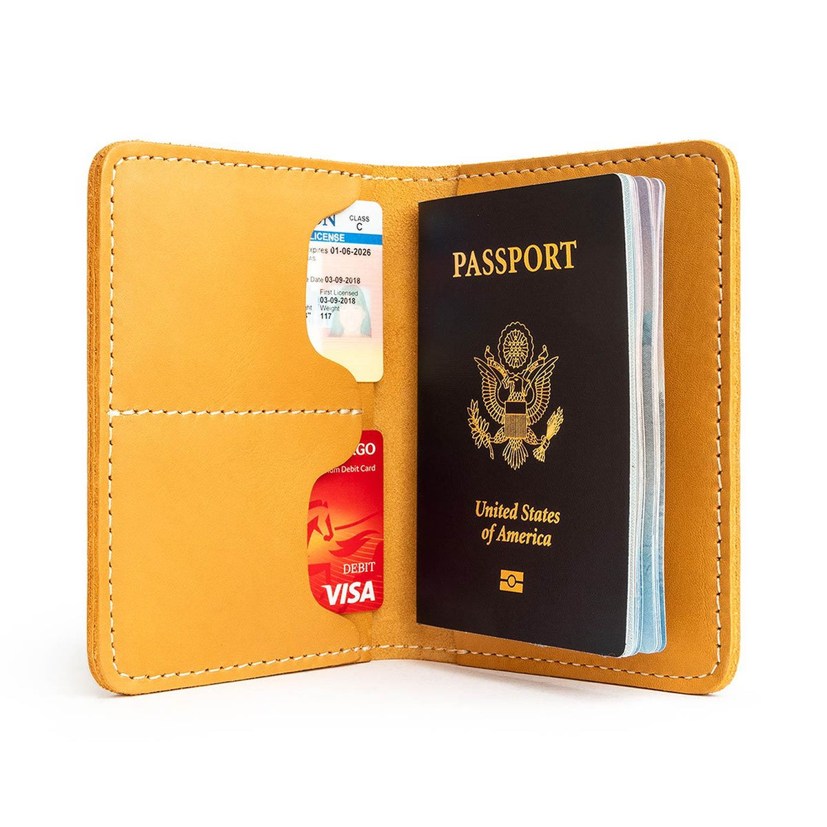 Leather Modern Passport Holder - Sunflower