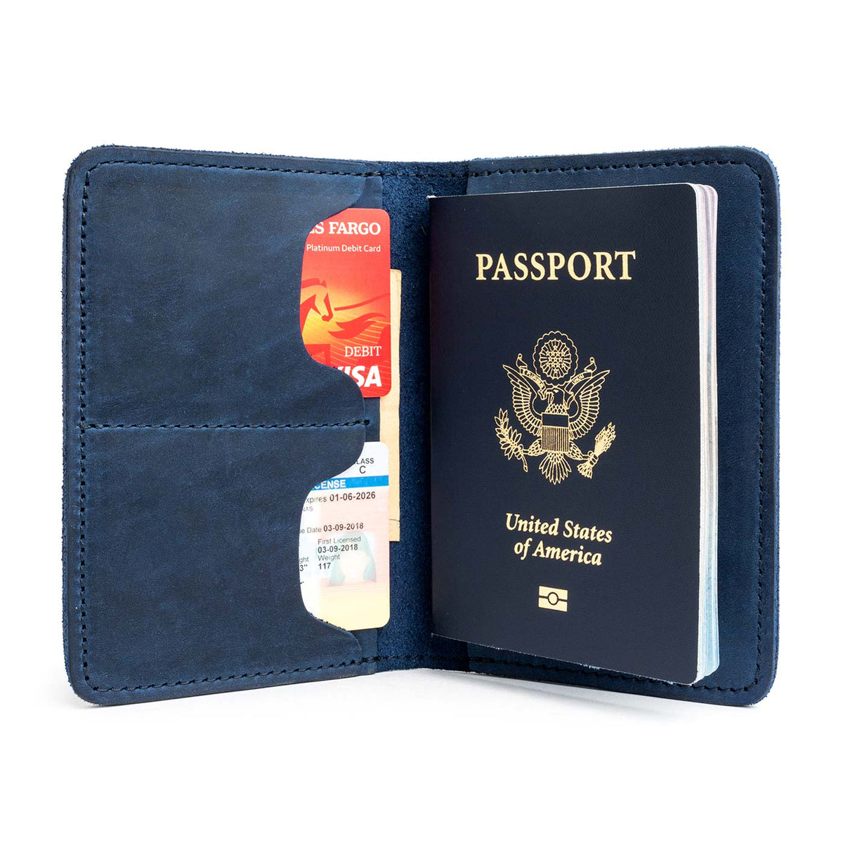 Leather Modern Passport Holder - Deep Water