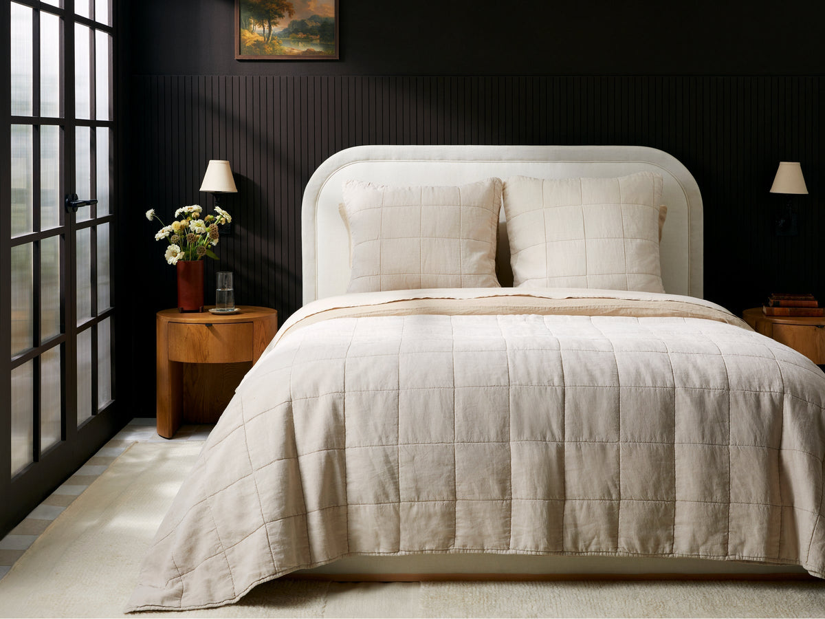 Linen Box Quilted Euro Sham (Bone) - Image 3