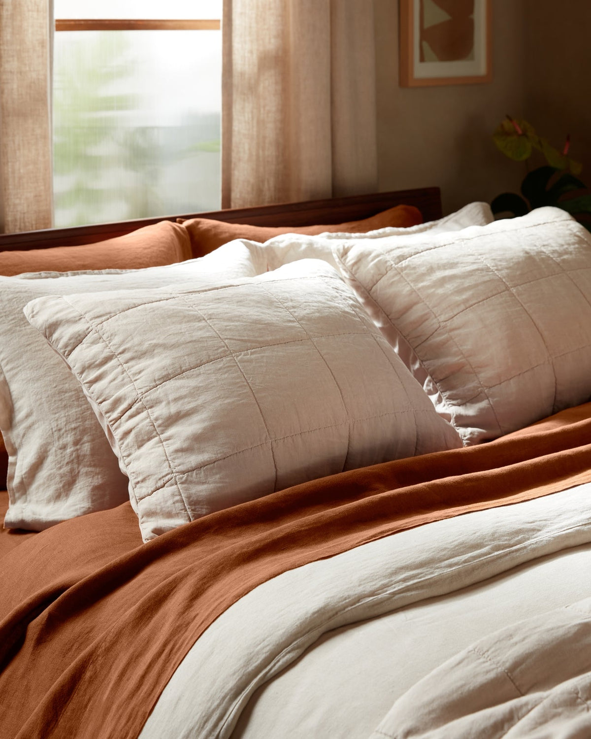 Linen Box Quilted Sham Set (Bone) - Image 2