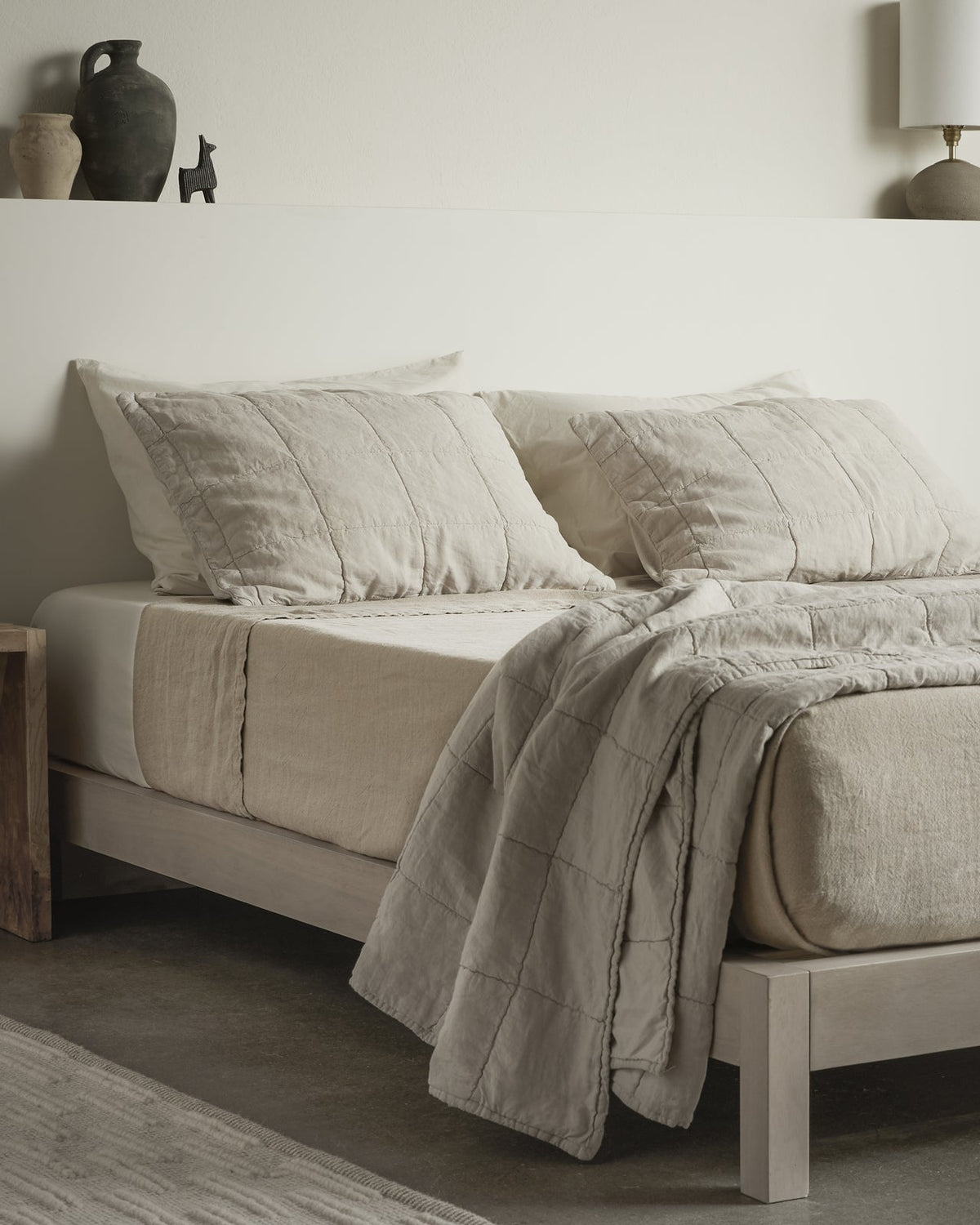 Linen Box Quilted Sham Set (Bone) - Image 4