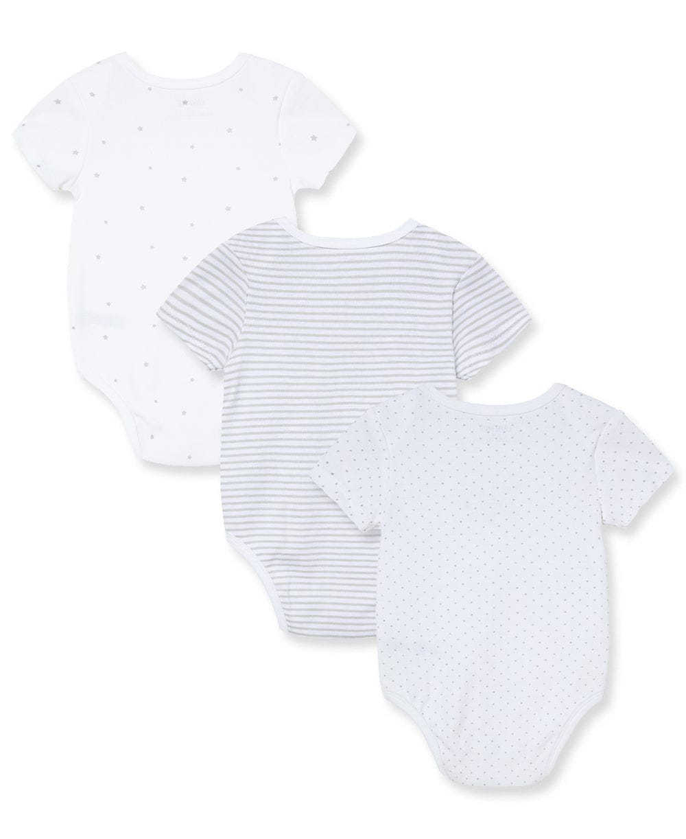 Little Me Welcome to the World 3-Pack Bodysuits - White Print, 3M - Image 2