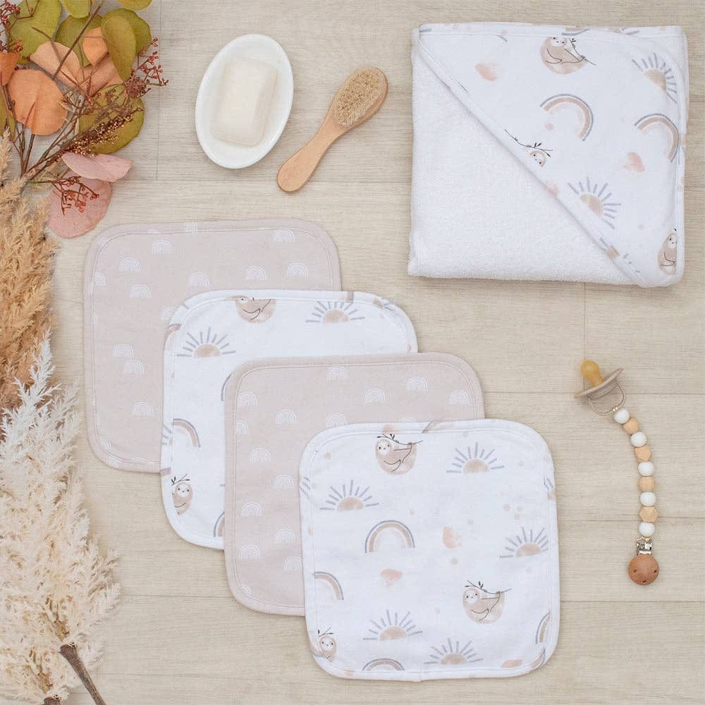Living Textiles 5pc Bath Gift Set - Rainbow Sloth - Image 3