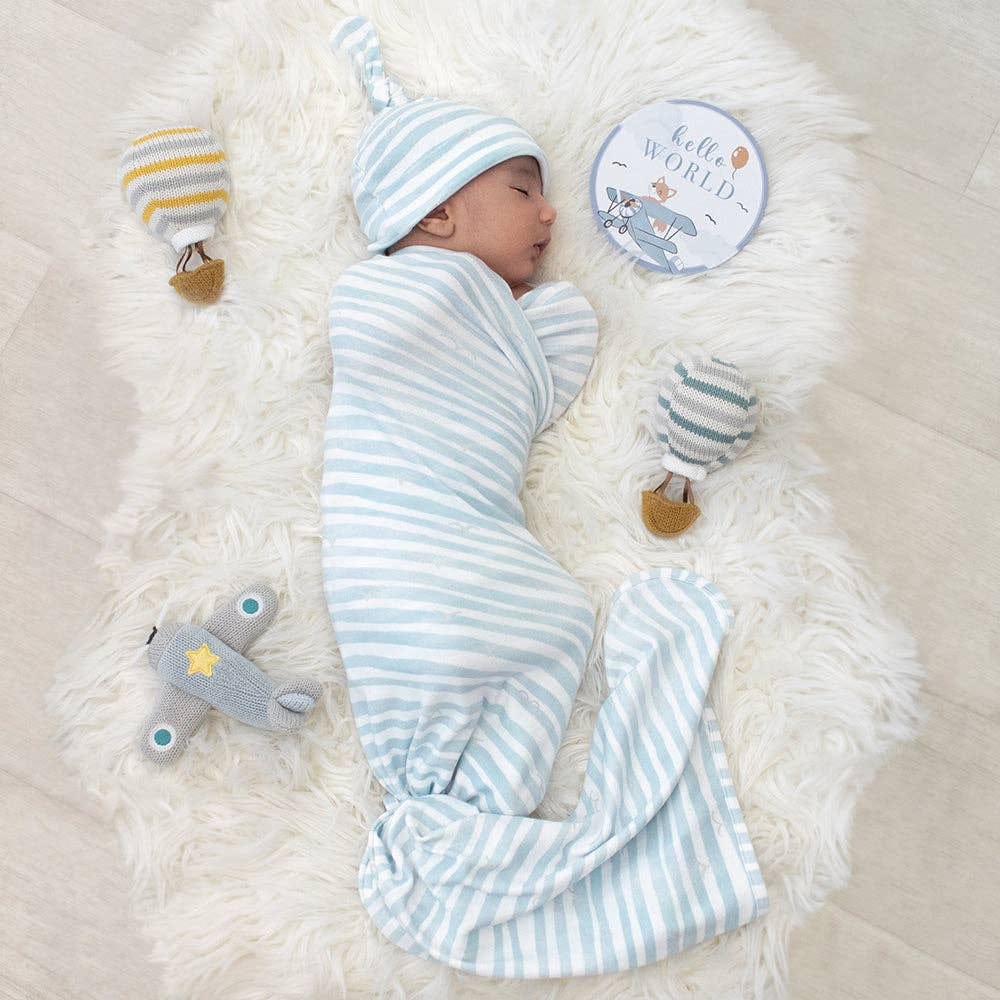 Living Textiles Hello World Gift Set - Blue Stripes - Image 2