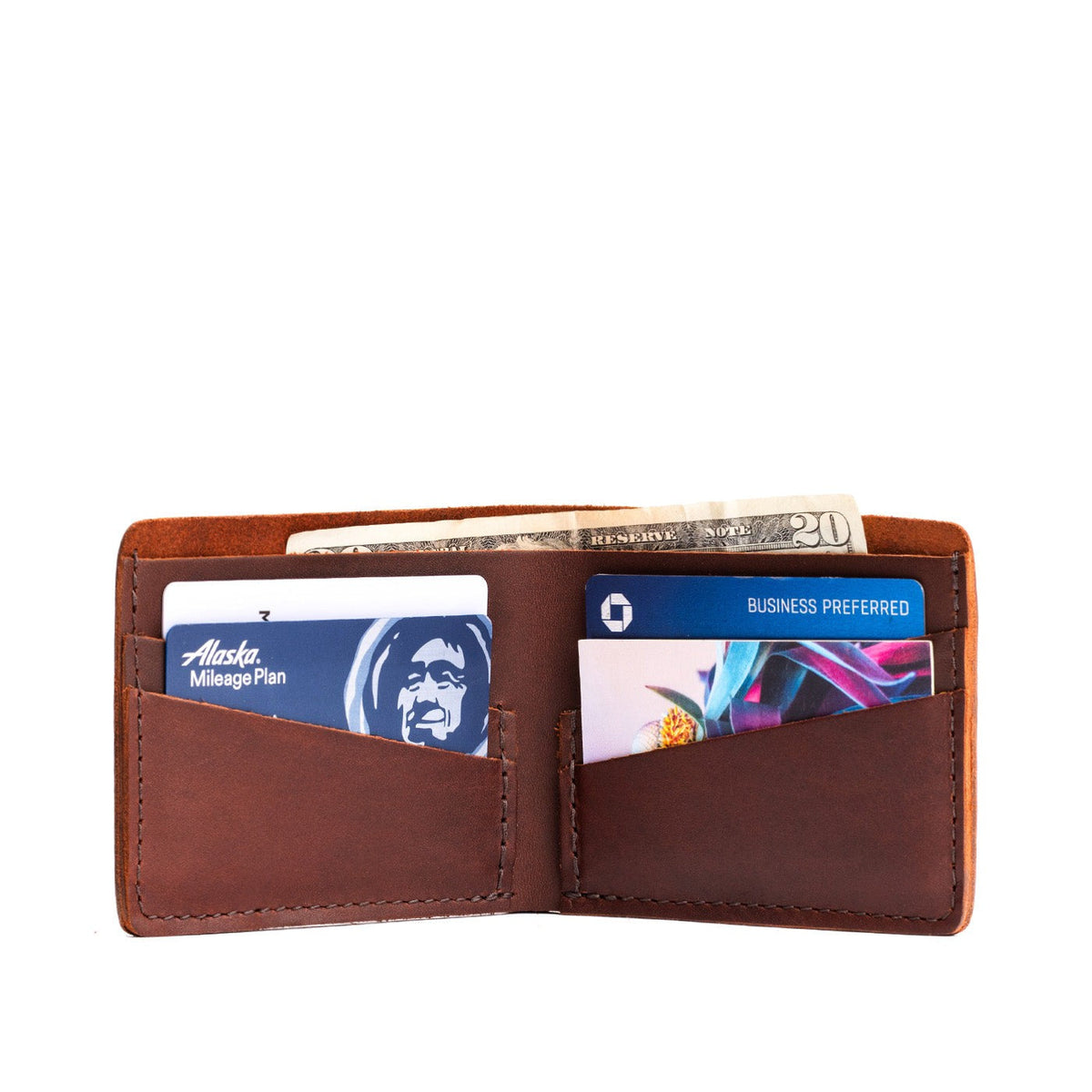 Bifold Leather Wallet - Cognac