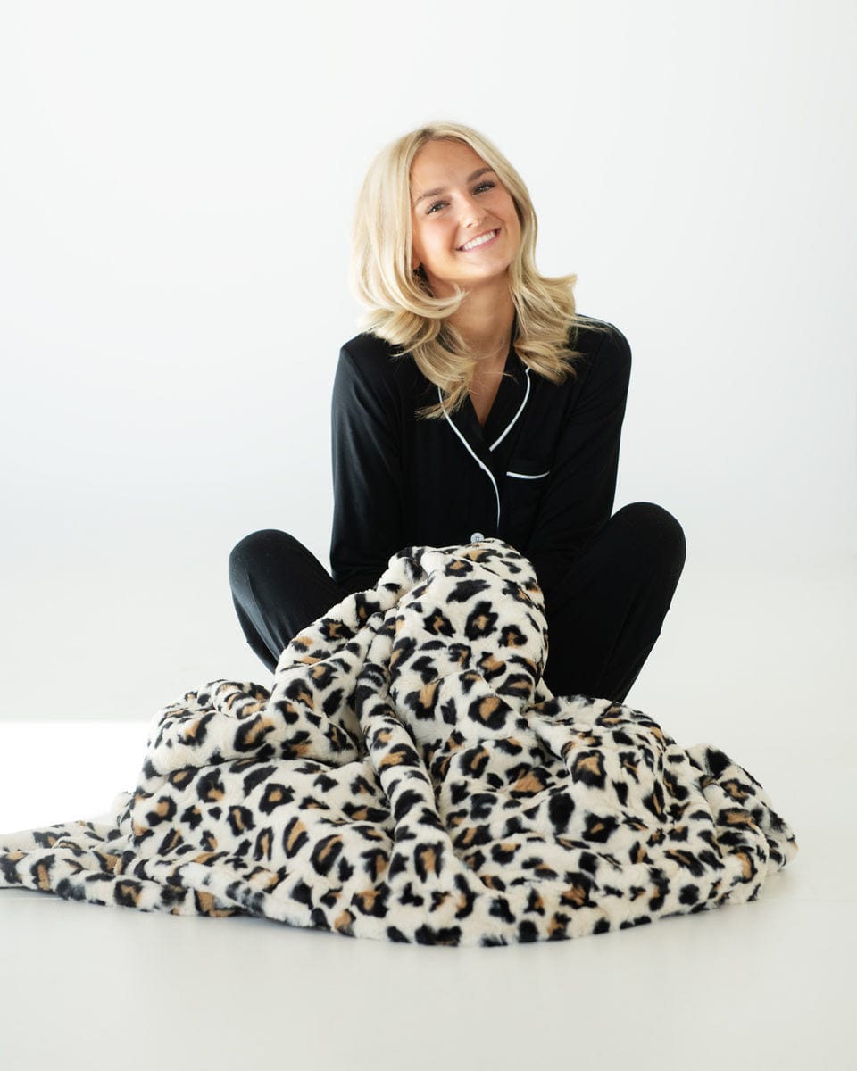 Middle of the Night Button Up Pajamas - Black with White Buttons - Image 5