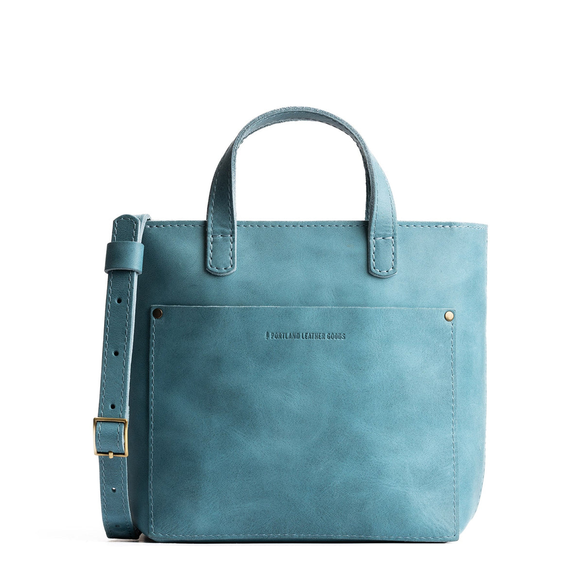 Mini Crossbody Tote - Aqua / Zipper