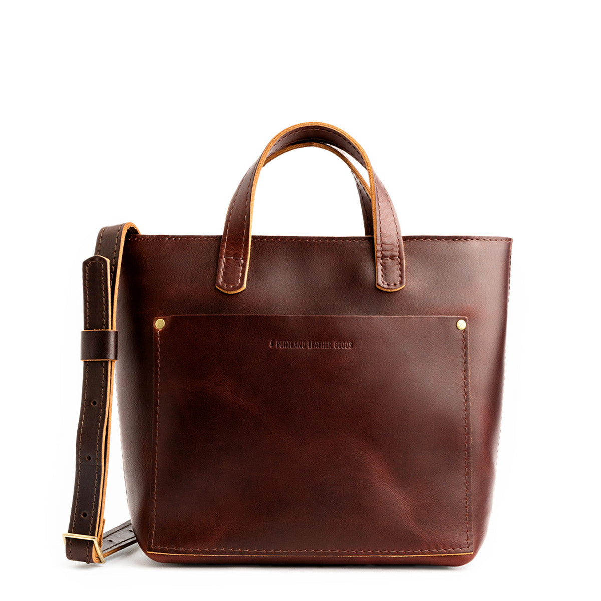 Mini Crossbody Tote - Cognac / Zipper