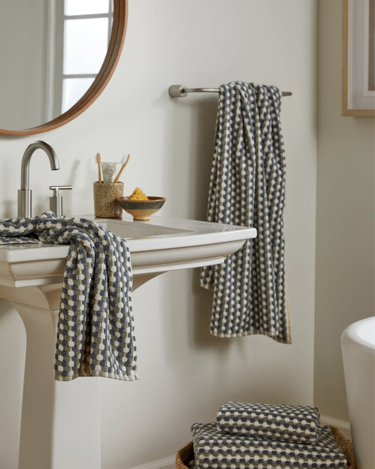 Organic Cotton Mosaic Towels (Moss and Dusk) - Image 4