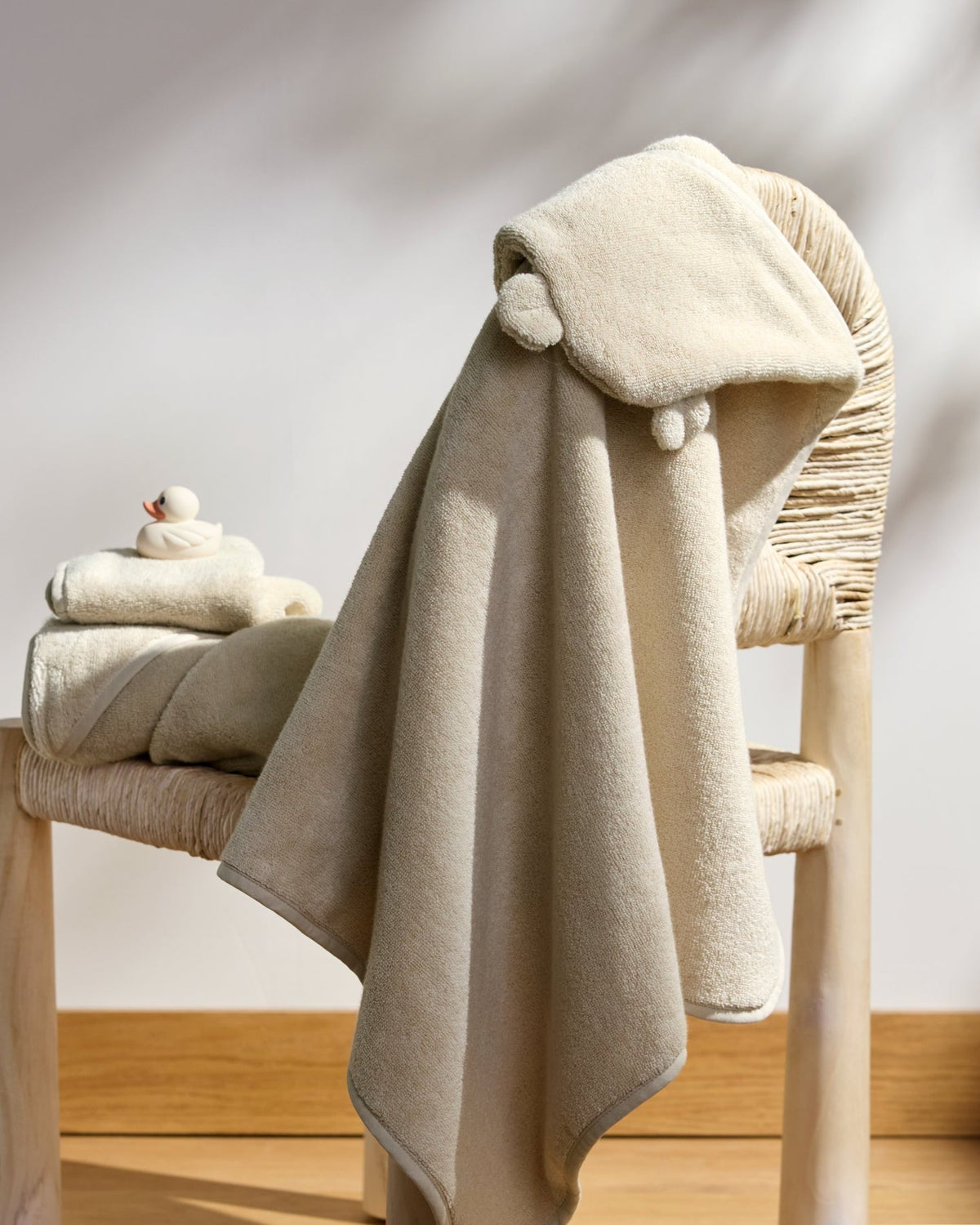 Organic Hooded Toddler Towel with Ears (Natural) - Image 2