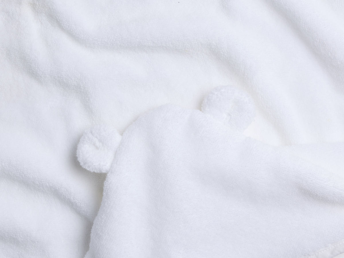 Organic Hooded Toddler Towel with Ears (White) - Image 3