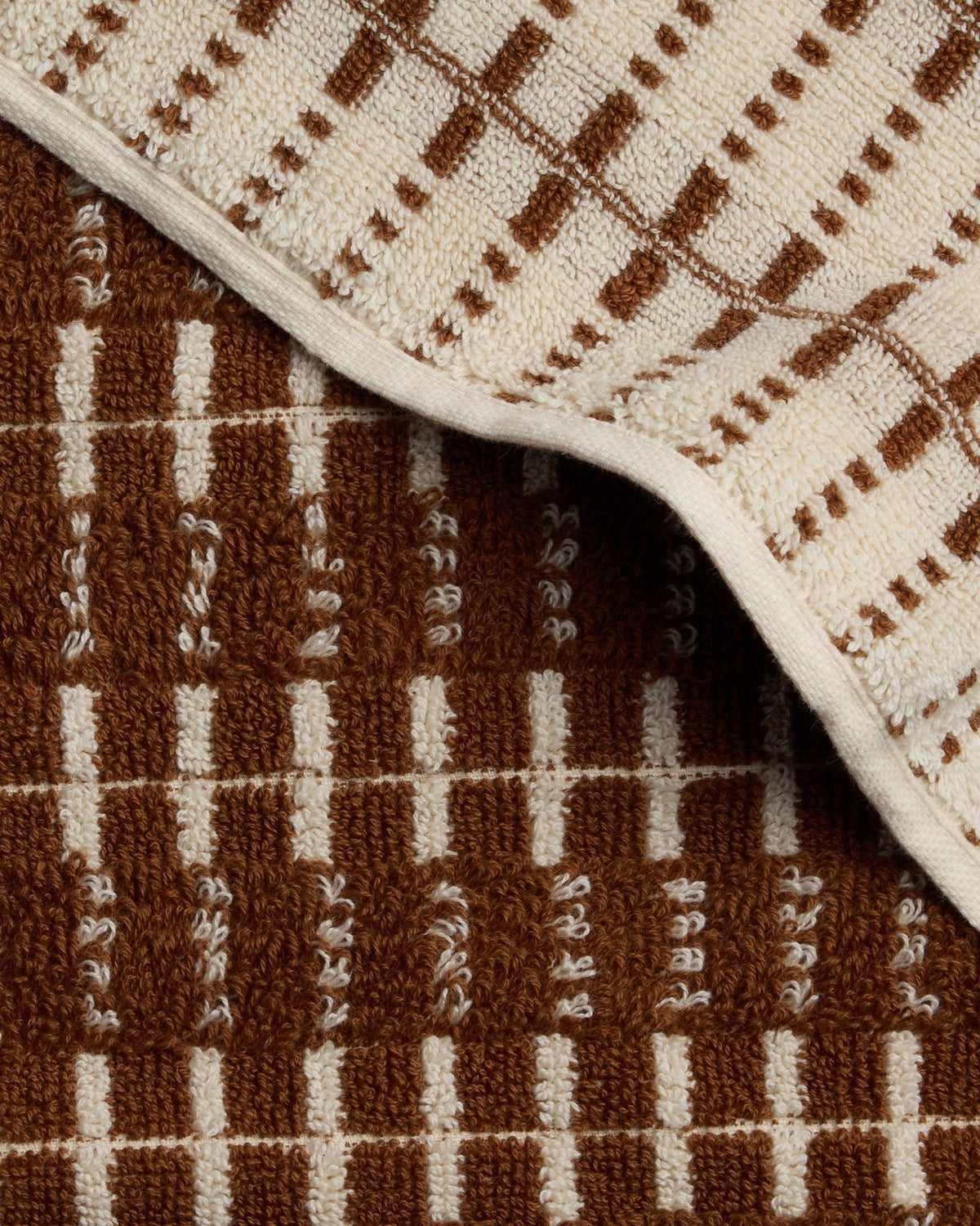 Organic Ladder Stripe Towels (Tobacco and Cream) - Image 3